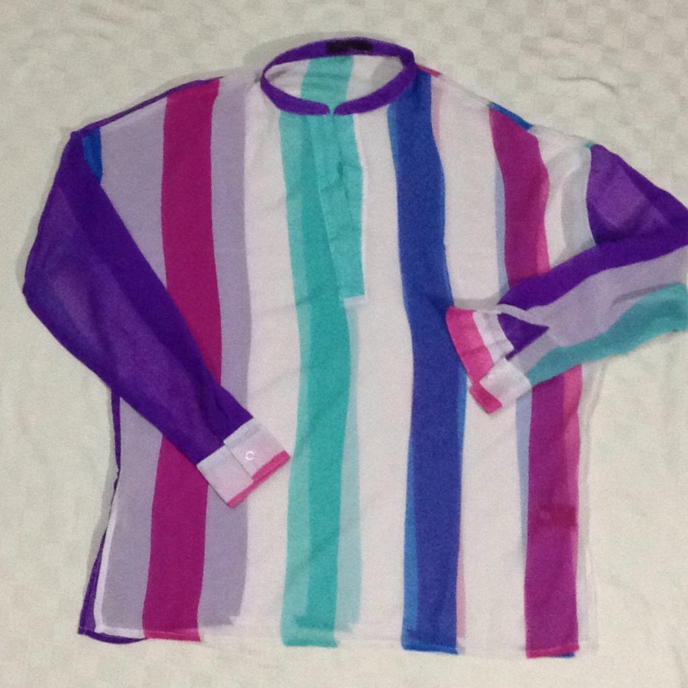 Sweet Bean Sheer Striped Tunic Top M